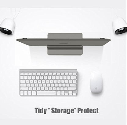 Vertical Laptop Stand for Desk [Adjustable] Sturdy Aluminum Dock Fits All Laptops (up to 20.3 inches) Space Saving, Modern Compact Holder, Compatible with MacBook Pro/Air, Surface, HP, Dell (Gray) - color: Gray