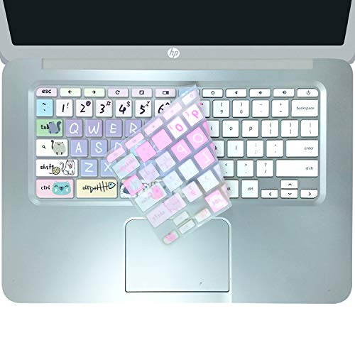 Keyboard Cover Skin for HP Chromebook 11 x360 11.6,G2/G3/G4/G5/G6 EE/G7 EE 11.6, 14-ca 14-ak14-X Series/HP Chromebook 14 G2 G3 G4 Keyboard Protector,Cute Cat - color: Cute Cat