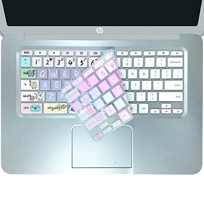 Keyboard Cover Skin for HP Chromebook 11 x360 11.6,G2/G3/G4/G5/G6 EE/G7 EE 11.6, 14-ca 14-ak14-X Series/HP Chromebook 14 G2 G3 G4 Keyboard Protector,Cute Cat - color: Cute Cat