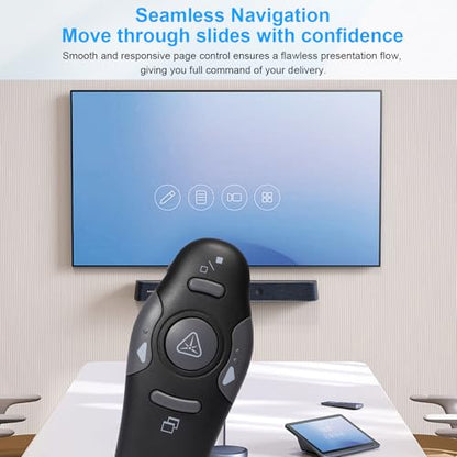 2.4GHz Remote Control Page Turner, Red Presentation Pointer, Plug & Play, Portable Presenter Clicker for Laptop, 98ft Control Range