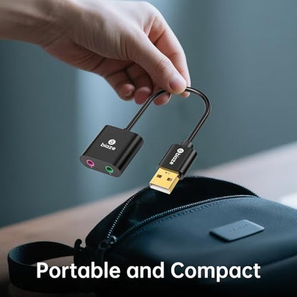 USB Audio Adapter USB Sound Card for PC/Computer/Laptops/PS5/PS4 | USB to 3.5mm Jack Audio Adapter, Plug and Play, No Drivers Needed, 3.5mm Headphone and Microphone TRS Jack, for Windows & Mac - color: A-Black