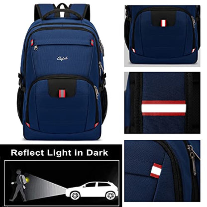 CAFELE 17.3 Inch Laptop Computer Backpack College School Bookbag Business Travel Water Resistant Durable Backpck with USB Charging Port for Women Men,Blue - color: Blue