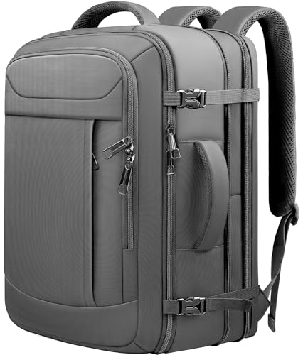 Travel Backpack for Men, Expandable Carry On Backpack | Water-Resistant, Laptop Compartment, TSA-Friendly Design, Wet & Anti-Theft Pocket for Men Women Travel Work Commuting - color: Grey, size: 18.4 inch (22"x14"x10")