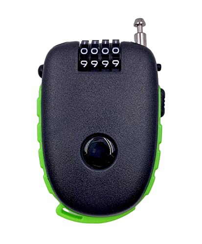 Bosvision Ultra-Secure 4-Digit Combination Lock with 90cm Retractable Cable for Bike, Ski, Snowboard and Stroller - color: Black/Green