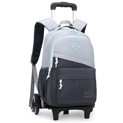 Mfikaryi Rolling Backpack, Kids Wheeled Backpack, 20L Capacity, 6 Wheels, Adjustable, Grey - color: A-6 Wheels-Grey, size: 6 Wheels