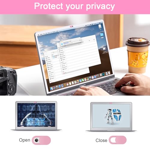 5 Pcs Webcam Cover Slide Camera Privacy Cover Ultra Thin Laptop Webcam for Office Computer Tablet and Desktop Use(Pink) - color: Pink