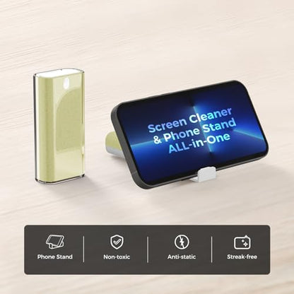 CLICK CLEAN Screen Cleaner with Pull-Out Stand & Microfiber, Beige | Fine Mist Spray, Streak-Free, Anti-Static, Removes Fingerprints & Smudges, Gentle Formula, For Phones, Laptop and Tablet - color: Beige