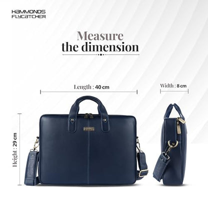 HAMMONDS FLYCATCHER Genuine Leather Laptop Bag for Men, Padded 15.6" Laptop Sleeve, Leather Messenger Bag for Men Briefcases - color: Blue