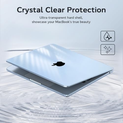 B BELK Compatible with MacBook Air 13 inch Case 2026 2025-2022 M5 M4 M3 M2 | A3449 A3240 A3113 A2681, Plastic Hard Shell for MacBook Air 13.6 inch Case&Keyboard Cover&Screen Protector, Crystal Sky Blue - color: Crystal Sky Blue