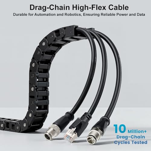 Alvin's Cables M12 8 Pin Male to RJ45 Shielded Ethernet Cable X Coded 8 Position Cat6a Cable for Cognex Industrial Camera 9.84ft/3M - color: Black, size: 3M/9.84FT, style: Straight 8 Pin