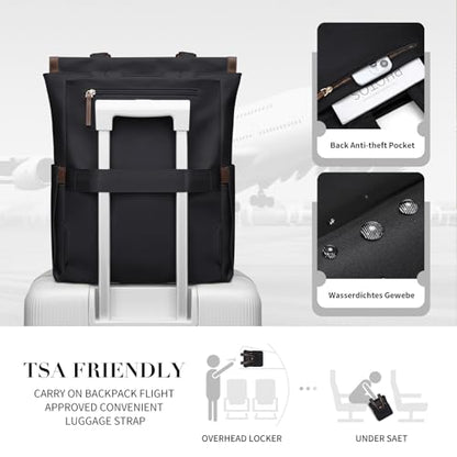 GOLF SUPAGS Convertible Laptop Backpack for Women Casual Daypack Notebook Tote Bag for Work College Travel Leisure (Black) - color: Black-n