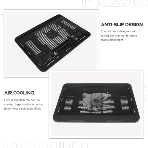 Silent Laptop Cooling Pad with LED Fan Mesh Stand with Anti-Slip Feet Upward Airflow Cooling Mat for Heat Dissipation Compatible Laptop Accessory