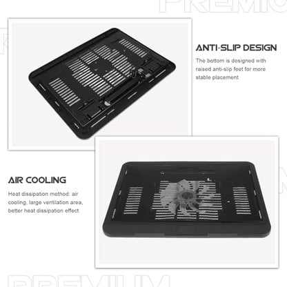 Silent Laptop Cooling Pad with LED Fan Mesh Stand with Anti-Slip Feet Upward Airflow Cooling Mat for Heat Dissipation Compatible Laptop Accessory
