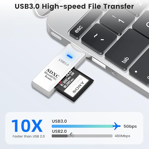 USB3.0 SD/TF Card Reader, USB 3.0 5Gbps High-Speed Dual Slot OTG Memory Card Adapter for TF/Micro SD/SD/SDXC/Micro SDXC/Micro SDHC Memory Cards, Compatible with MacBook Pro/Air (White) - size: Card-Reader-3.0-White