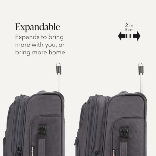 SWISSGEAR Sion 2-Piece Travel Set, Softside Expandable Carry-On Spinner Bundled with 1900 ScanSmart 17" Laptop Backpack with RFID Blocking & Tech Organization, Dark Grey - color: Dark Grey, size: 2-Piece Set (Carry-On/Backpack)