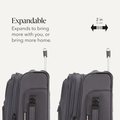 SWISSGEAR Sion 2-Piece Travel Set, Softside Expandable Carry-On Spinner Bundled with 1900 ScanSmart 17" Laptop Backpack with RFID Blocking & Tech Organization, Dark Grey - color: Dark Grey, size: 2-Piece Set (Carry-On/Backpack)