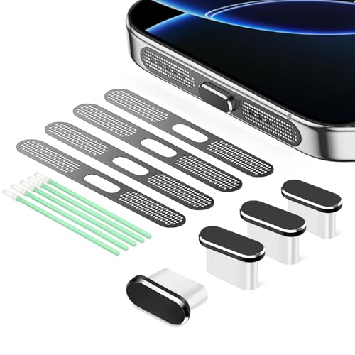 USB C Dust Plug, 4 Pack USB C Port Cover, Type C Charging Port Plug Cover with Speaker Dust Cover, Phone Accessories for iPhone 17, iPhone 15/16/16 Plus/16 Pro/16 Pro Max - color: Black, size: for Only iPhone 17 and iPhone 15 to 16 series