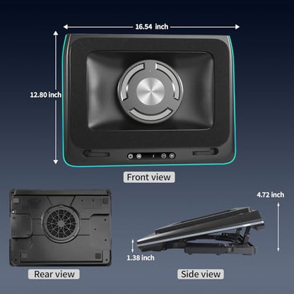 IMMOENUC- Compressed Air Laptop Cooling Pad with Wireless Charging RGB Laptop Cooler Stand with Powerful External Turbo Cooling Fan Compatible with 14-inch and Above MacBook/Dell/HP/Lenovo Laptops
