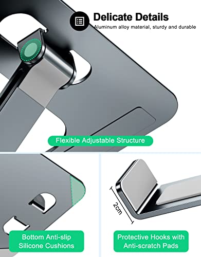 RIWUCT Foldable Aluminum Alloy Laptop Stand for Desk, Height Adjustable Ergonomic Computer Stand, Portable Laptop Riser Holder Printer Stand Compatible with MacBook Pro Air/HP/Dell 10-16", Gray - color: Gray