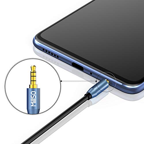 Headset Splitter for 2 TRRS Headphone or Mic 3 FT 3.5mm Jack Adapter | Sapphire Blue, Metal Shell, 3.5mm Jack Adapter TRRS 4-Pole Headphone Splitter Male to 2 Female Adapter for Smartphone, Laptop - size: 3 Feet - Standard
