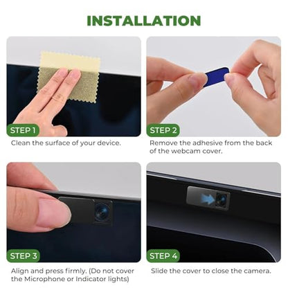 3 Pcs Camera Cover Slide, Compatible with MacBook, Laptop, PC, iMac, iPhone, Protect Privacy and Security 0.03 inch, Ultra-Thin Rectangle Webcam Cover with Case/Cleaning Cloth, 1.01X0.37 in - color: Black-M-3-Pack, size: Medium