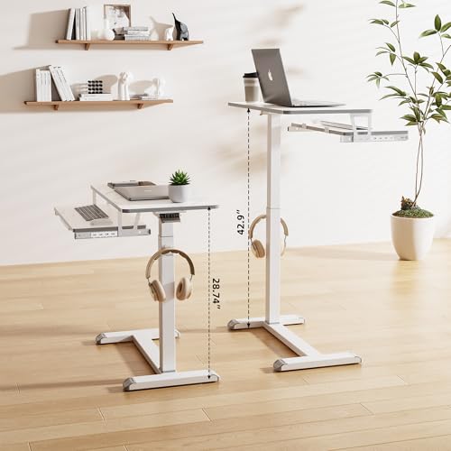 ETHU Overbed Table with Wheels, Medical Table with Drawer, Hospital Bed Table, Workstation Desk, Adjustable Overbed Bedside Rolling Laptop Desk, Marble White - color: Marble White