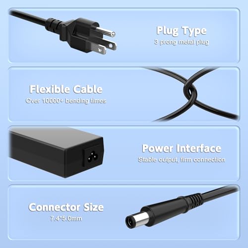 19.5V 3.34A 65W Dell Monitor Power Adapter for S2415H S2715H | 7.4x5.0mm Dell Tip, 100-240V Universal, for S2317HJ P2714T S2419HM, Replaces DA65NS4-00