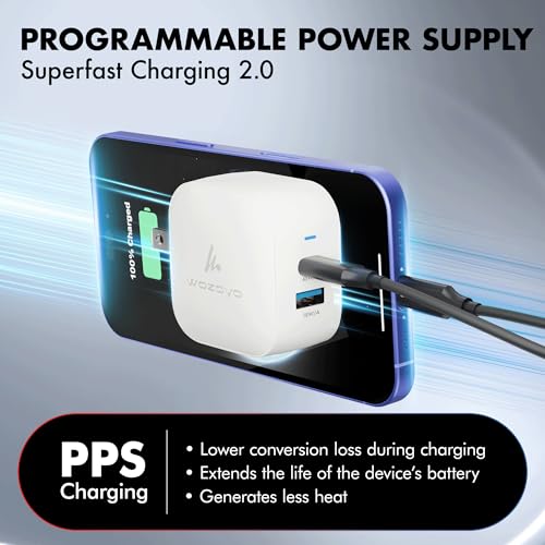 48W GaN Charger, Wozoyo Type-C & USB-A Superfast 2.0 Charging, Compatible for iPhone 17/16/16 Pro Max/15 Series/iPad Pro, Smartphones, Tablets and More, PD/PPS/QC 3.0,Compact Foldable Plug,