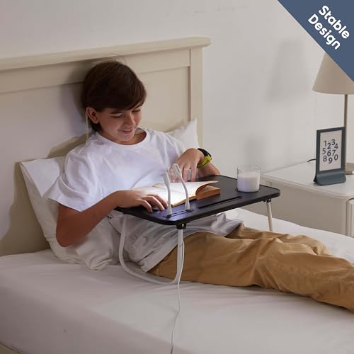 Nestl Foldable Lap Desk - Portable Laptop Stand for Bed, Couch, Work, Reading & Writing - USB Ports, Small Laptop Tray, Black - size: Premium Small