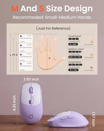 SEUNKWANG Dual-Mode Wireless Mouse with Visible Battery Indicator, Silent Rechargeable Bluetooth & 2.4G Computer Mouse, 1600 DPI, One-Click Privacy Key, Portable Mice for Laptop/PC/Mac - Purple - color: Purple