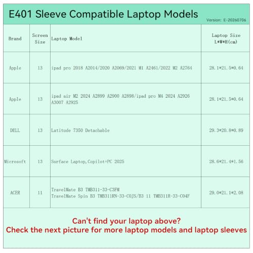 Smatree Elite Laptop Sleeve for 13 inch Apple/DELL/Microsoft/ACER | for 13inch Apple ipad air M2 2024 A2899/ipad pro M4 2024 A2926/2022 M2 A2764/2021,DELL Latitude,Microsoft Surface,ACER(E401) - size: 13 inch/E401/Size: 30.2*22.2cm