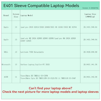 Smatree Elite Laptop Sleeve for 13 inch Apple/DELL/Microsoft/ACER | for 13inch Apple ipad air M2 2024 A2899/ipad pro M4 2024 A2926/2022 M2 A2764/2021,DELL Latitude,Microsoft Surface,ACER(E401) - size: 13 inch/E401/Size: 30.2*22.2cm