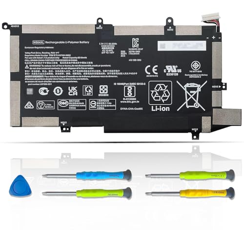 ASODI 66.52Wh WS04XL Laptop Battery Replacement for HP Spectre x360 14t-ea00 14-ea0002ni 14-ea0002nx 14-ea0003ns Series Notebook WSO4XL HSTNN-DB9Z L97352-2D1 L97357-005 7.7V 8210mAh - size: 11.5*7.2*1.26 inches WS04XL