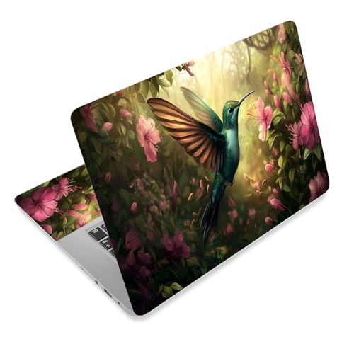 Laptop Skin Sticker Decal for 12 13 13.3 14 15 15.6 in, Universal Vinyl Waterresistant Protector Cover for Notebook PC Netbook, Computer Decor for Women Girls Hummingbird in Bloom - color: Hummingbird in Bloom