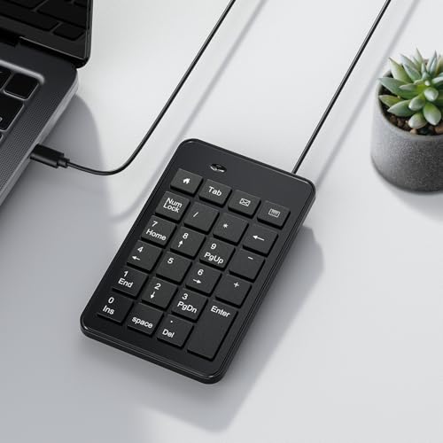 CBUS Wired USB-C Numeric Keypad for Laptop, 23 Keys Numpad Keyboard with Tab, Home, Email & Calculator Keys, 5ft Cable, Small and Lightweight Design - size: USB-C