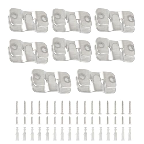 16Pcs Stainless Steel Interlock Hanging Buckle,Flush Concealed Mount Brackets Stainless Steel Z Clip Bracket Interlock Hanging Buckle Mountain Buckle for Picture Display Art Gallery (S2, Sliver) - color: Silver, size: Small With Screws