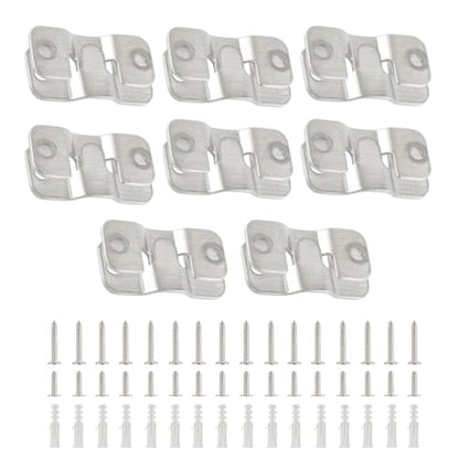 16Pcs Stainless Steel Interlock Hanging Buckle,Flush Concealed Mount Brackets Stainless Steel Z Clip Bracket Interlock Hanging Buckle Mountain Buckle for Picture Display Art Gallery (S2, Sliver) - color: Silver, size: Small With Screws