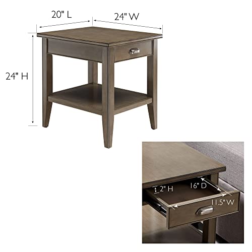 Leick Home Laurent End Table, 24", Smoke Gray - color: Gray / Pewter