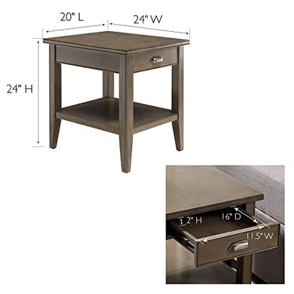 Leick Home Laurent End Table, 24", Smoke Gray - color: Gray / Pewter