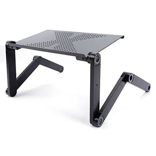 Adjustable Laptop Desk Foldable Lap Laptop Stand Portable Laptop Table Bed Tray Cozy Desk with Cooling Fan and Mouse Pad for Bed Sofa Couch at Home Living Room Bedroom Hospital, Black