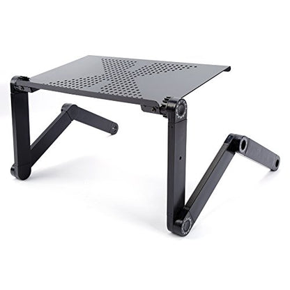 Adjustable Laptop Desk Foldable Lap Laptop Stand Portable Laptop Table Bed Tray Cozy Desk with Cooling Fan and Mouse Pad for Bed Sofa Couch at Home Living Room Bedroom Hospital, Black