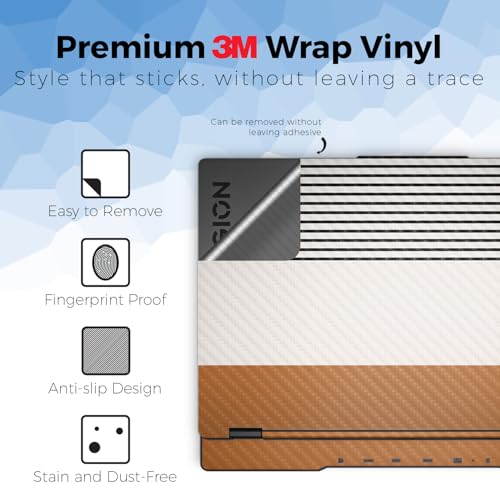 Carbon Fiber Laptop Skin Compatible with Lenovo Legion 5 Gaming Laptop (15IRX9) 2024 - Neutral Stripes - Premium 3M Vinyl Protective Wrap Decal Cover - Easy to Apply | Crafted in the USA - color: Neutral Stripes, size: Legion 5 Gaming (15IRX9) 2024 Full C