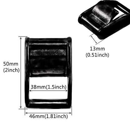 NRC&XRC 2 Pack Stainless Steel Black Lock Slider Buckles,Heavy Strap Release Buckle Adjustable Metal Buckle Fasteners (1inch BK)