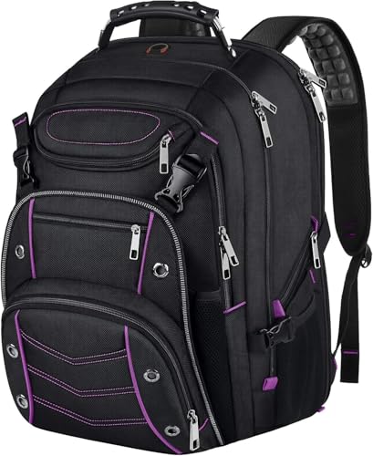VECKUSON Unisex 18.4 Inch Laptop Backpack, Purple Rfid, For College Students And Adults - color: Purple