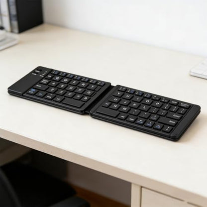Yoidesu Foldable Bluetooth Keyboard, Ultra Slim Portable Wireless Keyboard, Quiet Rechargeable Dual Mode Portable Folding for Tablets Desktop Computers Laptops (Black)