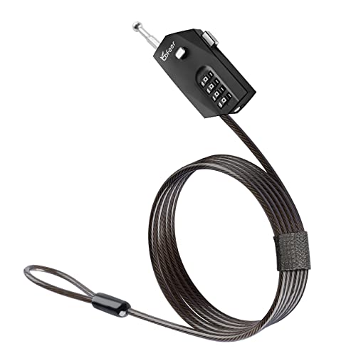 4-Digit Combination Cable Lock, 70 Inch PVC Coated Steel Cable Lock with Zinc Alloy Body, 10,000 Codes，Resettable Security Lock for Refrigerator, Cabinet, Bike, Motorcycle, Kayak, Trail Camera