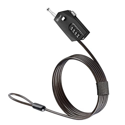 4-Digit Combination Cable Lock, 70 Inch PVC Coated Steel Cable Lock with Zinc Alloy Body, 10,000 Codes，Resettable Security Lock for Refrigerator, Cabinet, Bike, Motorcycle, Kayak, Trail Camera