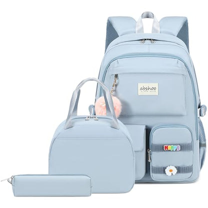 abshoo School Backpack for Girls Bookbag with Lunch Bag Teen Girls School Bag Travel Daypack (LightsteelBlue) - color: Lightsteelblue
