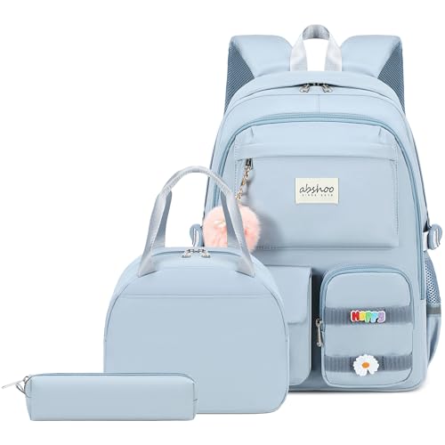 abshoo School Backpack for Girls Bookbag with Lunch Bag Teen Girls School Bag Travel Daypack (LightsteelBlue) - color: Lightsteelblue