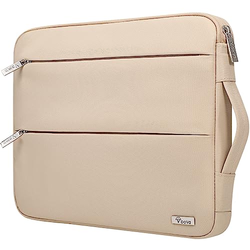 Voova 15.6 16 Inch Laptop Sleeve Case Compatible with MacBook Pro 16 M1/M2/M3/M4 Max 2019-2025, 15.6-16” Hp Lenovo Acer Asus, Waterproof Slim Computer Bag Cover with Handle, Apricot - color: Apricot, size: 15.6-16 Inch